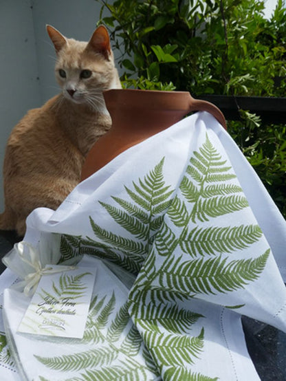 Tea Towel Fern Green - Linen