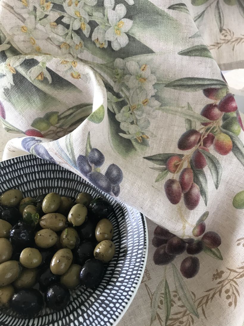 Tea Towel Olives - Linen