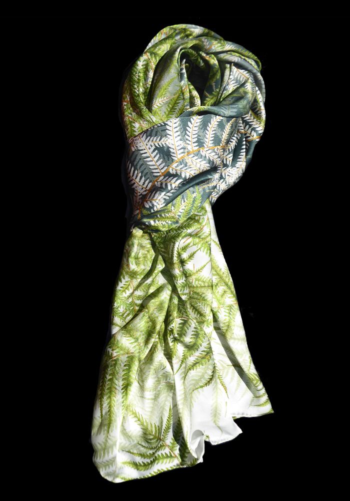 Silk Scarf Silver Fern