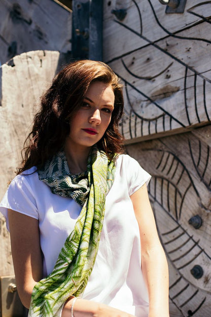 Silk Scarf Silver Fern