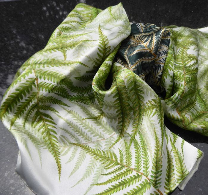 Silk Scarf Silver Fern