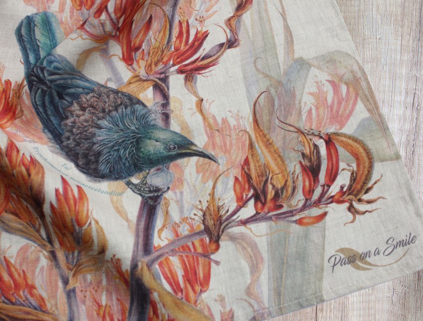 Tea Towel Colourful Tui - Linen