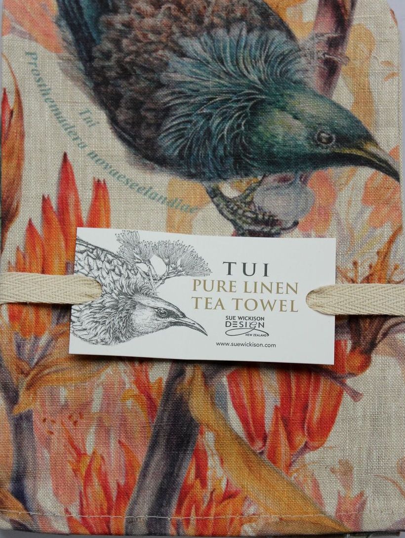 Tea Towel Colourful Tui - Linen